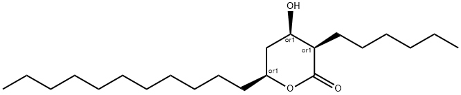 3-Hexyl-4-hydroxy-6-undecyl-tetrahydro-pyran-2-one Struktur