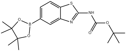 tert-butyl 5-(4,4,5,5-tetramethyl-1,3,2-dioxaborolan-2-yl)benzo[d]thiazol-2-ylcarbamate Struktur