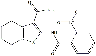 2-[(2-nitrobenzoyl)amino]-4,5,6,7-tetrahydro-1-benzothiophene-3-carboxamide Struktur