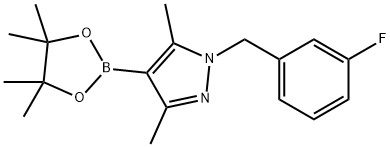 1-(3-Fluorobenzyl)-3,5-dimethyl-4-(4,4,5,5-tetramethyl-[1,3,2]dioxaborolan-2-yl)-1H-pyrazole Struktur