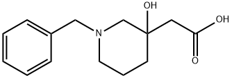 2-(1-benzyl-3-hydroxypiperidin-3-yl)acetic acid Struktur