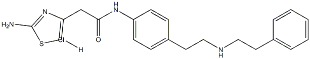 2-(2-aminothiazol-4-yl)-N-(4-(2-(phenethylamino)ethyl)phenyl)acetamide hydrochloride Struktur