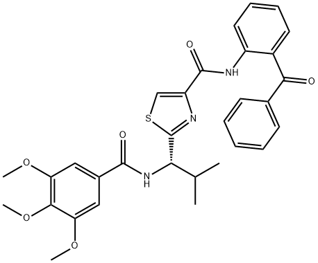 4-Thiazolecarboxamide, N-(2-benzoylphenyl)-2-[(1S)-2-methyl-1-[(3,4,5-trimethoxybenzoyl)amino]propyl]- Struktur