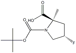 (2R,4S)-1-(tert-butoxycarbonyl)-4-fluoro-2-methylpyrrolidine-2-carboxylic acid Struktur