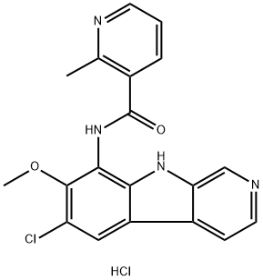 N-(6-Chloro-7-methoxy-9H-pyrido[3,4-b]indol-8-yl)-2-methyl-3-pyridinecarboxamide dihydrochloride Struktur