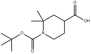 1-(tert-butoxycarbonyl)-2,2-dimethylpiperidine-4-carboxylic acid Struktur