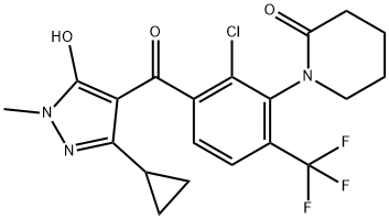 2-Piperidinone, 1-[2-chloro-3-[(3-cyclopropyl-5-hydroxy-1-methyl-1H-pyrazol-4-yl)carbonyl]-6-(trifluoromethyl)phenyl]- Struktur