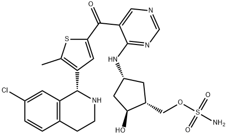 Sulfamic acid, [(1R,2S,4R)-4-[[5-[[4-[(1R)-7-chloro-1,2,3,4-tetrahydro-1-isoquinolinyl]-5-methyl-2-thienyl]carbonyl]-4-pyrimidinyl]amino]-2-hydroxycyclopentyl]methyl ester Struktur