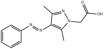 (E)-2-(3,5-dimethyl-4-(phenyldiazenyl)-1H-pyrazol-1-yl)acetic acid Struktur