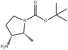 1-Pyrrolidinecarboxylic acid, 3-amino-2-methyl-, 1,1-dimethylethyl ester, (2R,3R)- Struktur