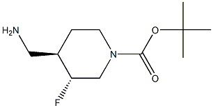 tert-butyl (3R,4R)-4-(aminomethyl)-3-fluoropiperidine-1-carboxylate Struktur