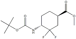 methyl trans-4-{[(tert-butoxy)carbonyl]amino}-3,3-difluorocyclohexane-1-carboxylate Struktur