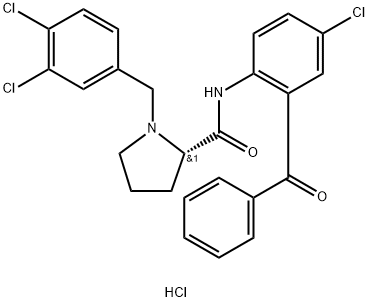 (S)-N-(2-Benzoyl-4-chlorophenyl)-1-(3,4-dichlorobenzyl)pyrrolidine-2-carboxamide Hydrochloride Struktur