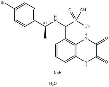 [[[(1S)-1-(4-Bromophenyl)ethyl]amino](1,2,3,4-tetrahydro-2,3-dioxo-5-quinoxalinyl)methyl] phosphonic acid tetrasodium salt Struktur