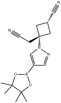 (1r,3r)-3-(cyanomethyl)-3-(4-(4,4,5,5-tetramethyl-1,3,2-dioxaborolan-2-yl)-1H-pyrazol-1-yl)cyclobutane-1-carbonitrile Struktur