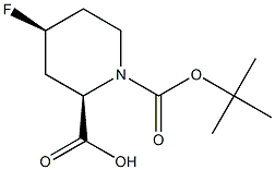 (2R,4S)-1-(tert-butoxycarbonyl)-4-fluoropiperidine-2-carboxylic acid Struktur