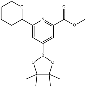 methyl 6-(tetrahydro-2H-pyran-2-yl)-4-(4,4,5,5-tetramethyl-1,3,2-dioxaborolan-2-yl)picolinate Struktur