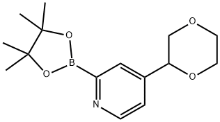 4-(1,4-dioxan-2-yl)-2-(4,4,5,5-tetramethyl-1,3,2-dioxaborolan-2-yl)pyridine Struktur