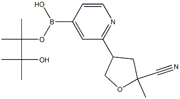 2-[(5'-Methyl-5'-cyano)tetrahydrofuran-3-yl]pyridine-4-boronic acid pinacol ester Struktur