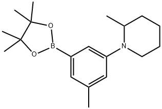 2-methyl-1-(3-methyl-5-(4,4,5,5-tetramethyl-1,3,2-dioxaborolan-2-yl)phenyl)piperidine Struktur