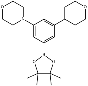 4-(3-(tetrahydro-2H-pyran-4-yl)-5-(4,4,5,5-tetramethyl-1,3,2-dioxaborolan-2-yl)phenyl)morpholine Struktur