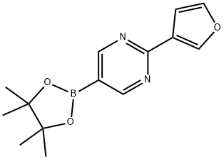 2-(furan-3-yl)-5-(4,4,5,5-tetramethyl-1,3,2-dioxaborolan-2-yl)pyrimidine Struktur