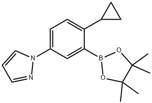 2-Cyclopropyl-5-(1H-pyrazol-1-yl)phenylboronic acid pinacol ester Struktur