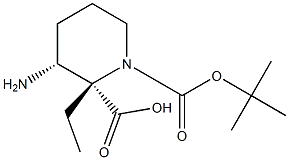 1-(tert-butyl) 2-ethyl (2S,3R)-3-aminopiperidine-1,2-dicarboxylate Struktur