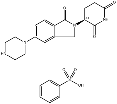 (S)-3-(1-oxo-5-(piperazin-1-yl)isoindolin-2-yl)piperidine-2,6-dione benzenesulfonate Struktur