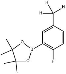 2-(2-fluoro-5-(methyl-d3)phenyl)-4,4,5,5-tetramethyl-1,3,2-dioxaborolane Struktur