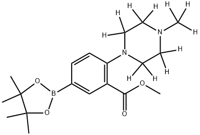 methyl 2-(4-(methyl-d3)piperazin-1-yl-2,2,3,3,5,5,6,6-d8)-5-(4,4,5,5-tetramethyl-1,3,2-dioxaborolan-2-yl)benzoate Struktur