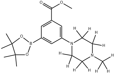 methyl 3-(4-(methyl-d3)piperazin-1-yl-2,2,3,3,5,5,6,6-d8)-5-(4,4,5,5-tetramethyl-1,3,2-dioxaborolan-2-yl)benzoate Struktur