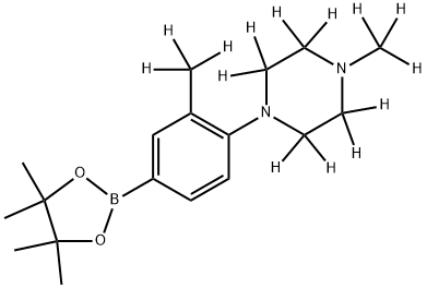 1-(methyl-d3)-4-(2-(methyl-d3)-4-(4,4,5,5-tetramethyl-1,3,2-dioxaborolan-2-yl)phenyl)piperazine-2,2,3,3,5,5,6,6-d8 Struktur