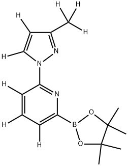 2-(3-(methyl-d3)-1H-pyrazol-1-yl-4,5-d2)-6-(4,4,5,5-tetramethyl-1,3,2-dioxaborolan-2-yl)pyridine-3,4,5-d3 Struktur