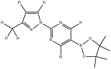 2-(3-(methyl-d3)-1H-pyrazol-1-yl-4,5-d2)-5-(4,4,5,5-tetramethyl-1,3,2-dioxaborolan-2-yl)pyrimidine-4,6-d2 Struktur