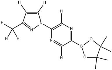 2-(3-(methyl-d3)-1H-pyrazol-1-yl-4,5-d2)-5-(4,4,5,5-tetramethyl-1,3,2-dioxaborolan-2-yl)pyrazine-3,6-d2 Struktur