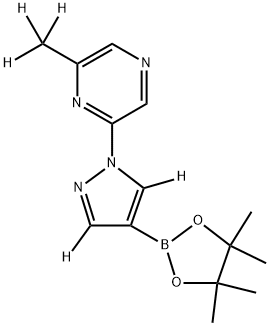 2-(methyl-d3)-6-(4-(4,4,5,5-tetramethyl-1,3,2-dioxaborolan-2-yl)-1H-pyrazol-1-yl-3,5-d2)pyrazine Struktur