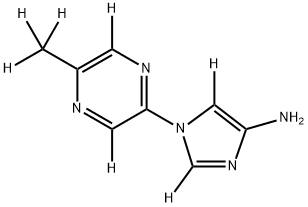 1-(5-(methyl-d3)pyrazin-2-yl-3,6-d2)-1H-imidazol-2,5-d2-4-amine Struktur