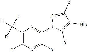 1-(6-(methyl-d3)pyrazin-2-yl-3,5-d2)-1H-pyrazol-3,5-d2-4-amine Struktur