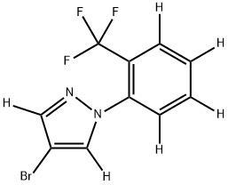 4-bromo-1-(2-(trifluoromethyl)phenyl-3,4,5,6-d4)-1H-pyrazole-3,5-d2 Struktur