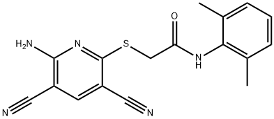 2-[(6-amino-3,5-dicyanopyridin-2-yl)sulfanyl]-N-(2,6-dimethylphenyl)acetamide Struktur