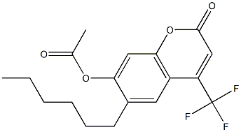 6-hexyl-2-oxo-4-(trifluoromethyl)-2H-chromen-7-yl acetate Struktur