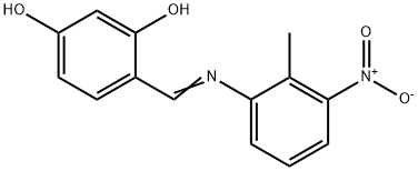 4-{[(2-methyl-3-nitrophenyl)imino]methyl}-1,3-benzenediol Struktur