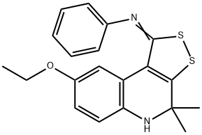 N-(8-ethoxy-4,4-dimethyl-4,5-dihydro-1H-[1,2]dithiolo[3,4-c]quinolin-1-ylidene)-N-phenylamine Struktur