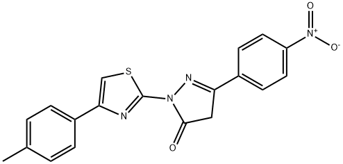 2-[4-(4-methylphenyl)-1,3-thiazol-2-yl]-5-(4-nitrophenyl)-2,4-dihydro-3H-pyrazol-3-one Struktur