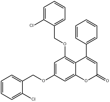 5,7-bis[(2-chlorobenzyl)oxy]-4-phenyl-2H-chromen-2-one Struktur