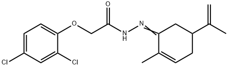 2-(2,4-dichlorophenoxy)-N'-(5-isopropenyl-2-methyl-2-cyclohexen-1-ylidene)acetohydrazide Struktur