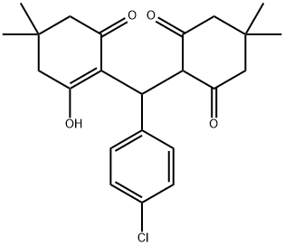 2-[(4-chlorophenyl)(2-hydroxy-4,4-dimethyl-6-oxo-1-cyclohexen-1-yl)methyl]-5,5-dimethyl-1,3-cyclohexanedione Struktur