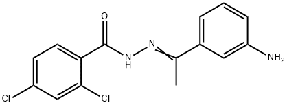 N'-[(E)-1-(3-aminophenyl)ethylidene]-2,4-dichlorobenzohydrazide Struktur