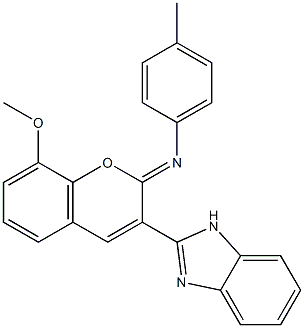 N-[3-(1H-benzimidazol-2-yl)-8-methoxy-2H-chromen-2-ylidene]-N-(4-methylphenyl)amine Struktur